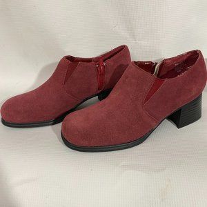 AJ Valenci Women's Leather Heeled Shoe Size 5.5 Burgundy Zip Side 2" Heel New